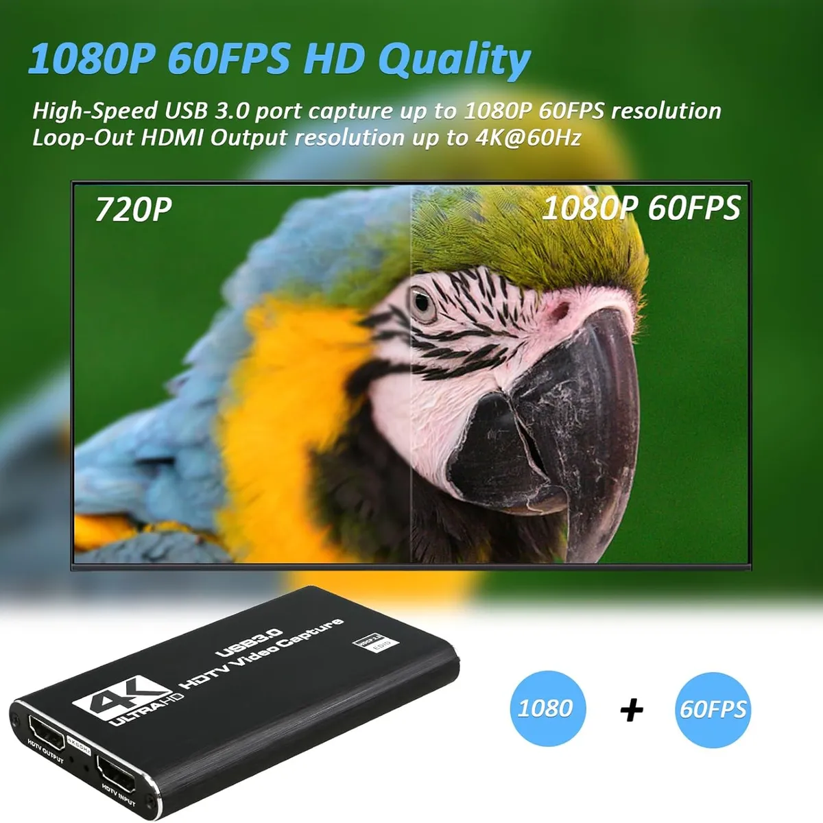 GENERICO - Capturadora de Video HDMI 4K Ultra HD Entrada de Micrófono y USB 3.0 para Streaming