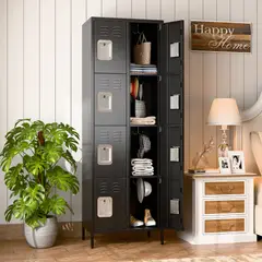 GENERICO - Casillero locker metálico black: 2 cuerpos 8 puertas