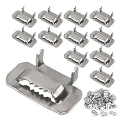 KINDA NICE - Hebilla Para Fleje 1/2 Acero Inoxidable - 100 Unidades Plata