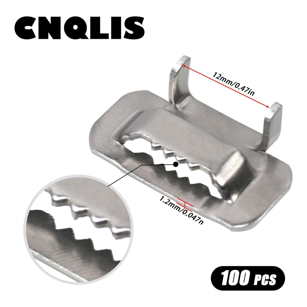 KINDA NICE - Hebilla Para Fleje 1/2 Acero Inoxidable - 100 Unidades Plata