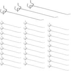 KUANGYE - Pack 40 Ganchos Panel Ranurado 25cm Exhibidor Ganchera Curva