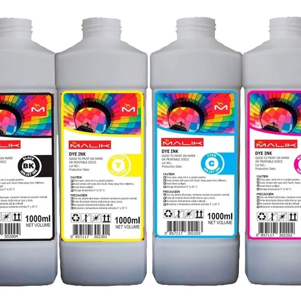 MALIK - Pack 4 Litros + 4 Botellas vacias para Epsn E/tank L14150