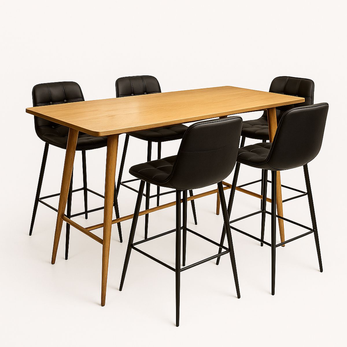 GENERICO - Mesa de Bar Milan + 4 Sillas Ecocuero Paris