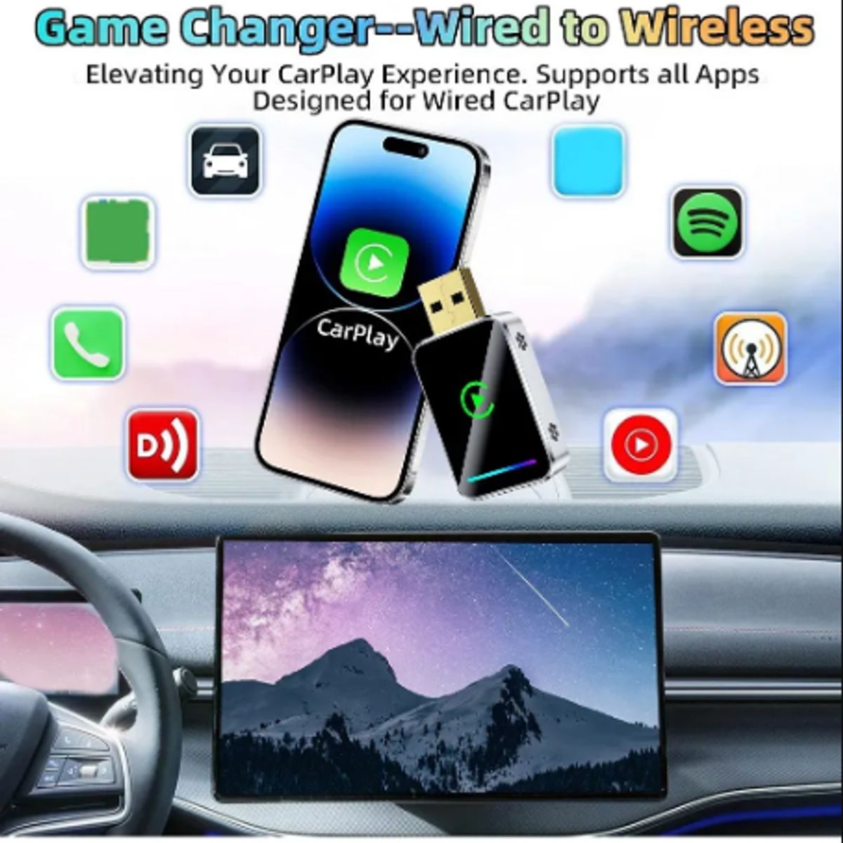 GENERICO - Adaptador Carplay Convertidor De Reproducción Para Coches Q1
