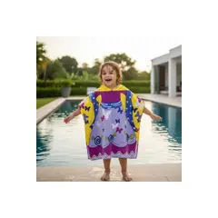 LOOK SHOP - Toalla Playa Piscina Niña Capucha Diseño Princesa Lila