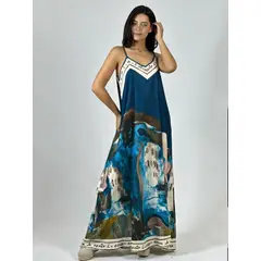 ENIGMATICA BOUTIQUE - Vestido Flor Abstracta Bordes con Letras