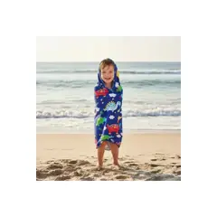 LOOK SHOP - Toalla Playa Piscina Niño Capucha Diseño Dinosaurio Mini Azul