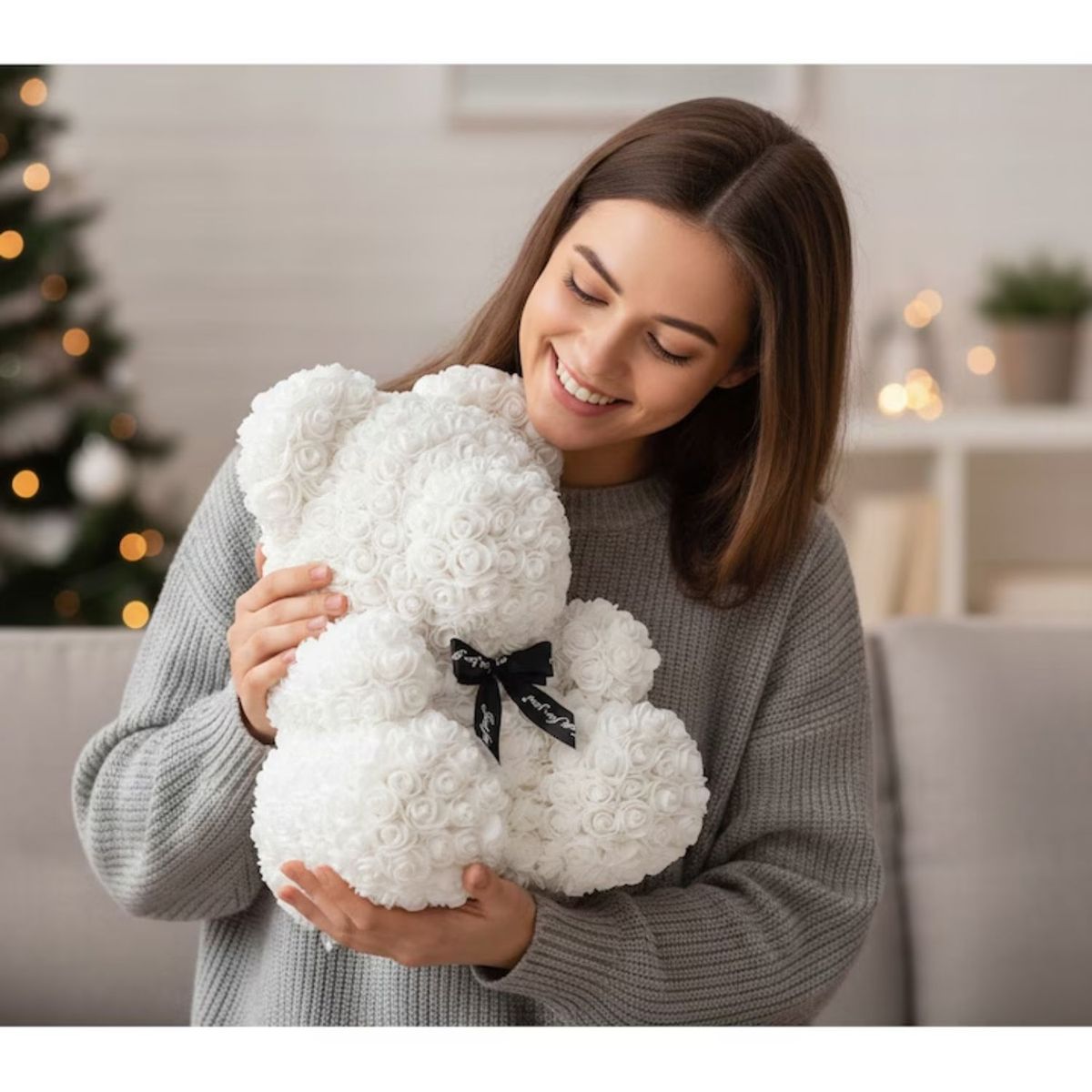 MOVI - OSO PÉLATOS DE ROSAS SAN VALENTIN BLANCO- BELLEZA ROMANTICISMO Y SOFISTICACIÓN EN UN SOLO OBSEQUIO