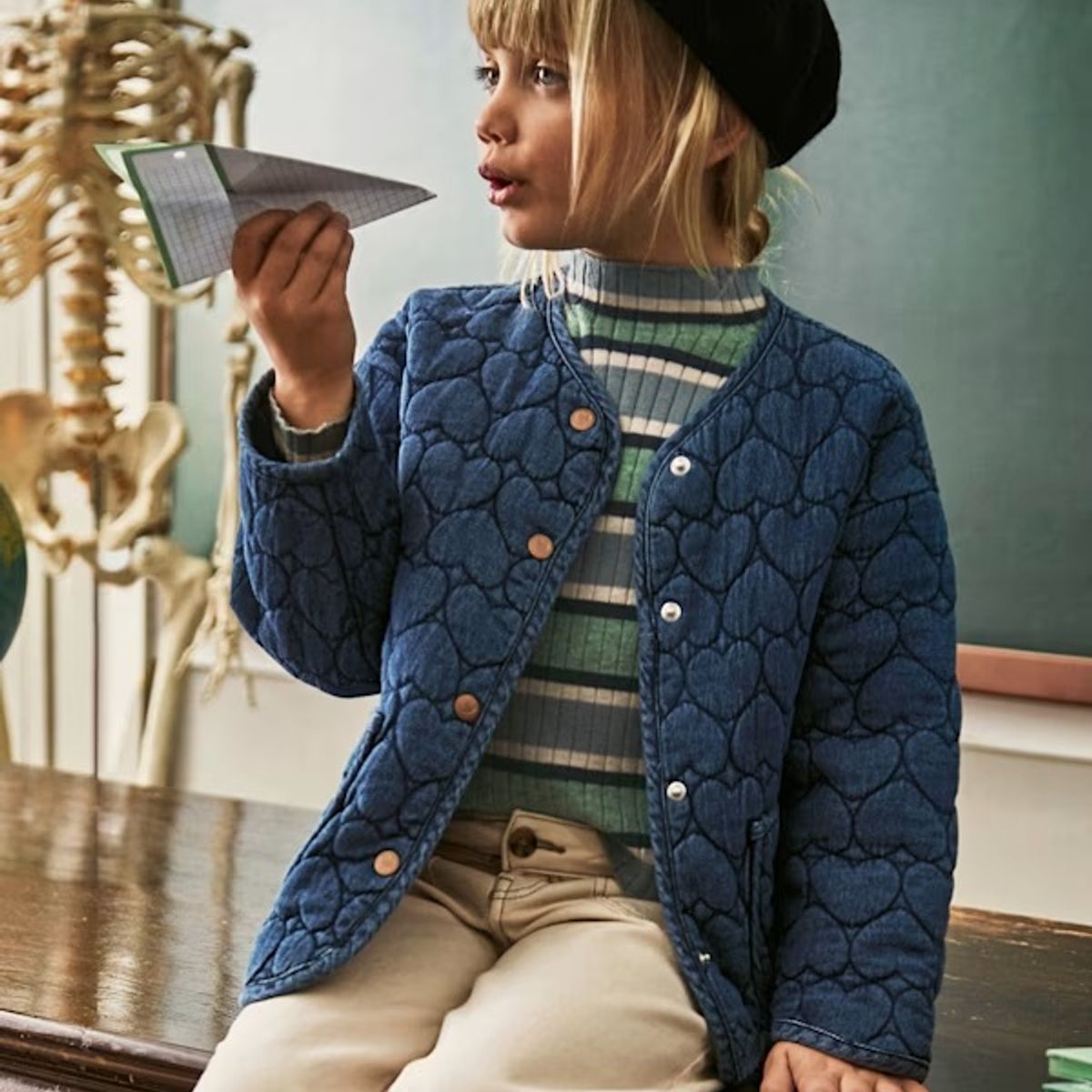 MAYORAL - Chaquetón vaquero corazones niña