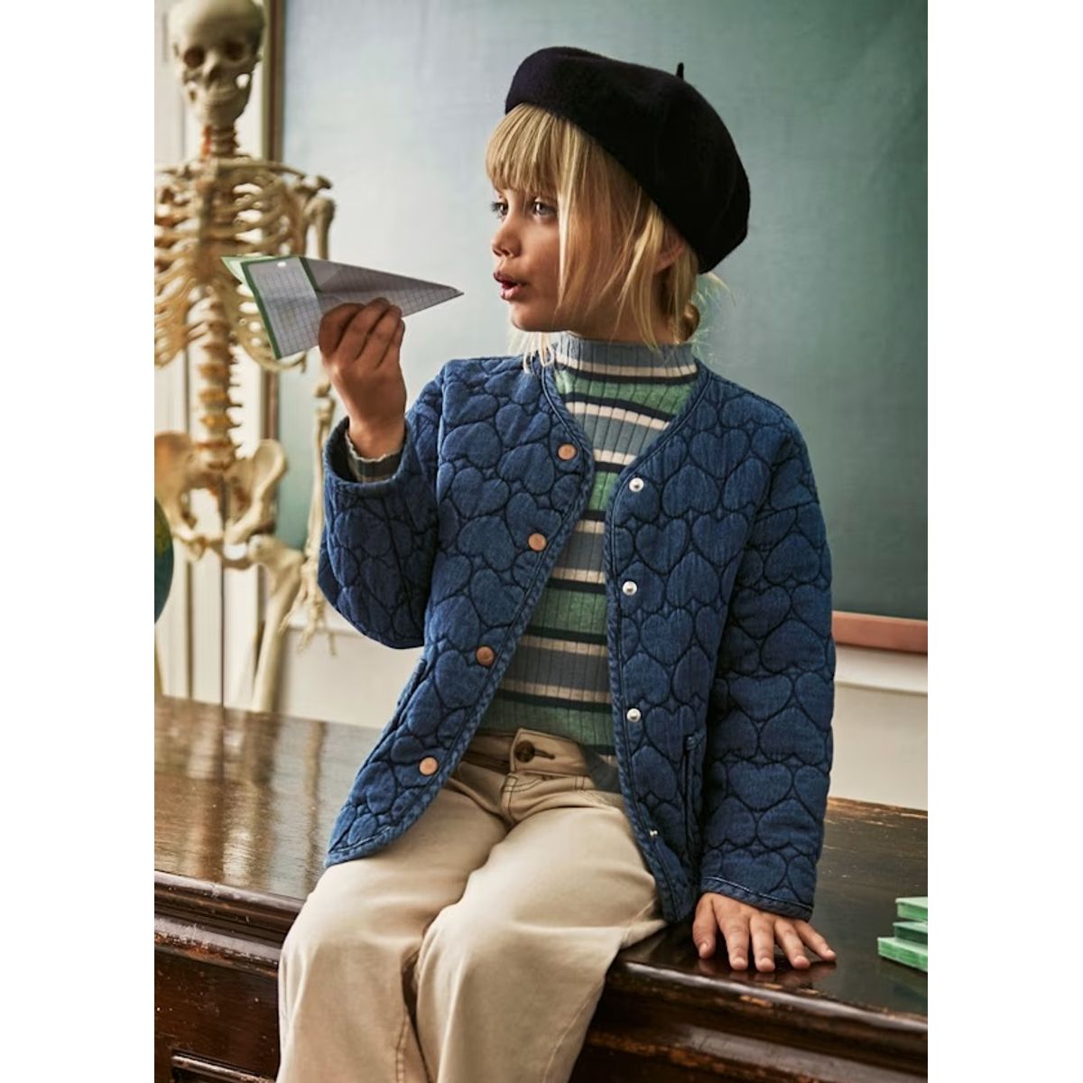 MAYORAL - Chaquetón vaquero corazones niña