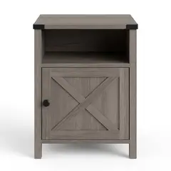 SPACE HOME - Velador Gris Industrial con Puerta en X