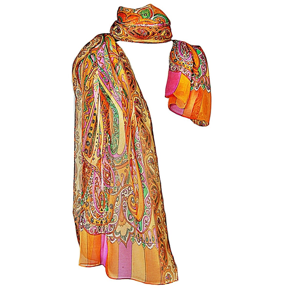 VIVAFELICIA - Pañuelo Chifón Nueva Delhi Naranja