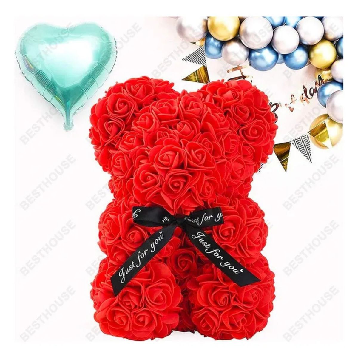 MOVI - OSO PÉLATOS DE ROSAS SAN VALENTIN ROJO- EL REGALO PERFECTO PARA CUALQUIER OCASIÓN