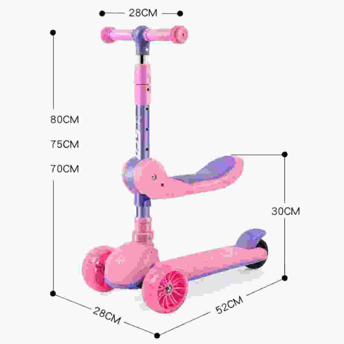 GENERICO - Scooter Dos En Uno Rosa Con Asiento Plegable Infantil