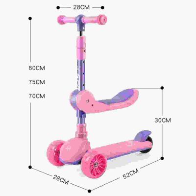 Imagen 2 del producto Scooter Dos En Uno Rosa Con Asiento Plegable Infantil