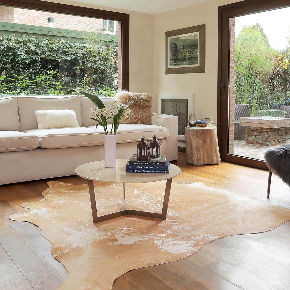 GENERICO - Alfombra de Cuero de Vaca Vintage Claro  Aprox 200×180