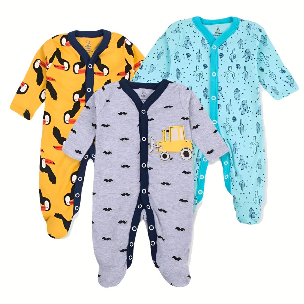BEBEPELU - Pack 3 Osito Enterito Pijama Bebe 100% Surtido Niño Algodon Bebepelu