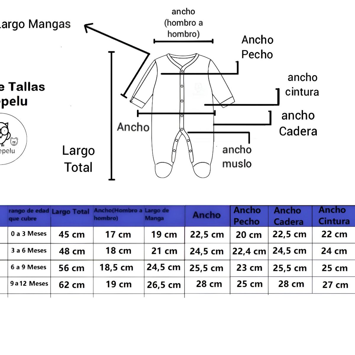 BEBEPELU - Pack 3 Osito Enterito Pijama Bebe 100% Surtido Niño Algodon Bebepelu