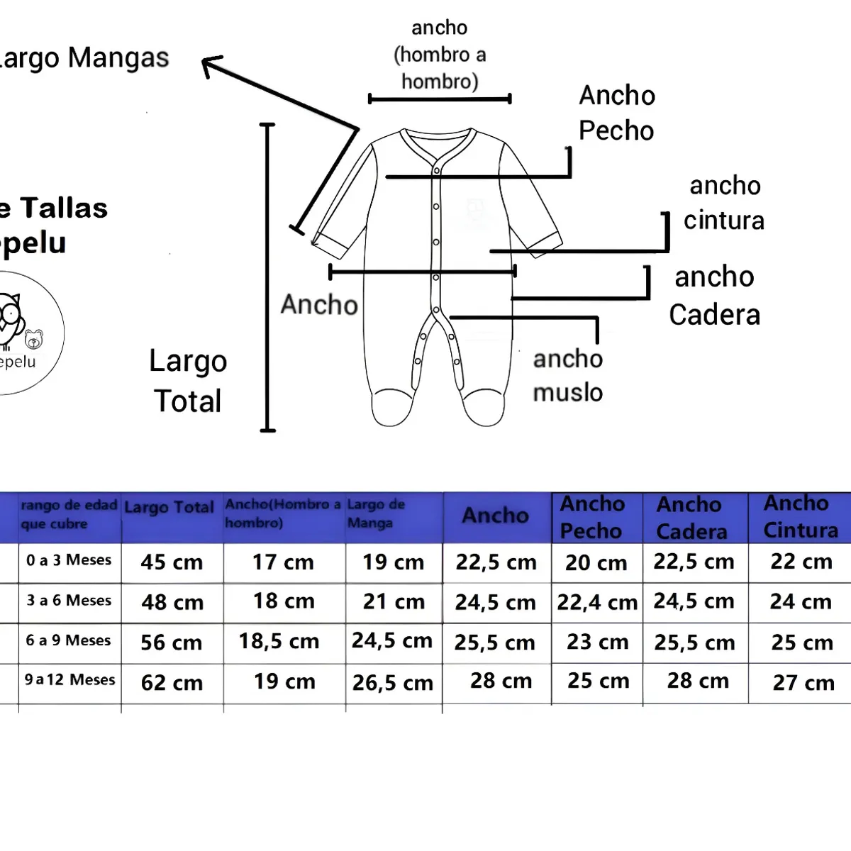 BEBEPELU - Pack 3 Osito Enterito Pijama Bebe 100% Surtido Niño Algodon Bebepelu
