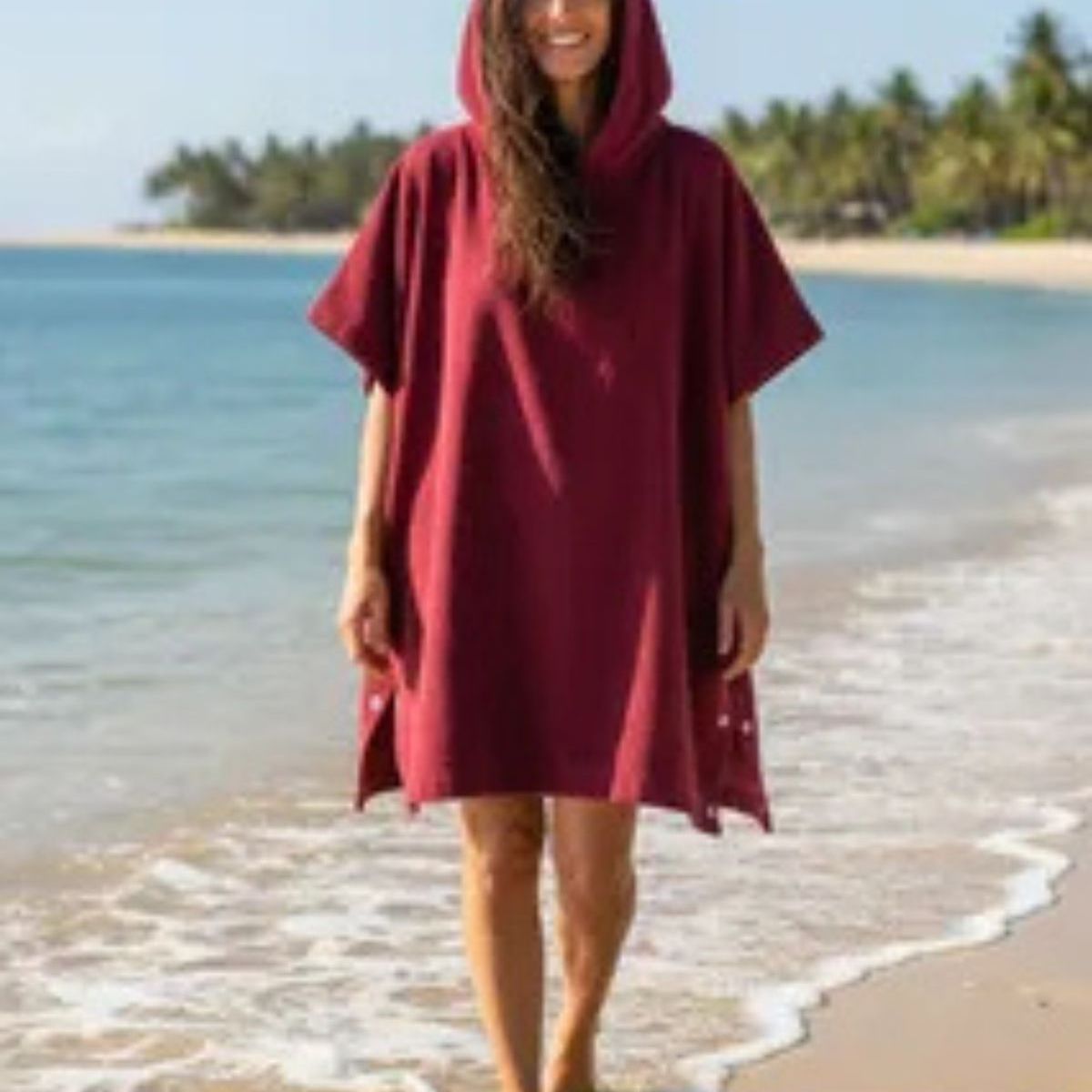 LOOK SHOP - Toalla Playa Y De Baño Piscina Adulto Capucha Diseños. Larga Burdeo 380
