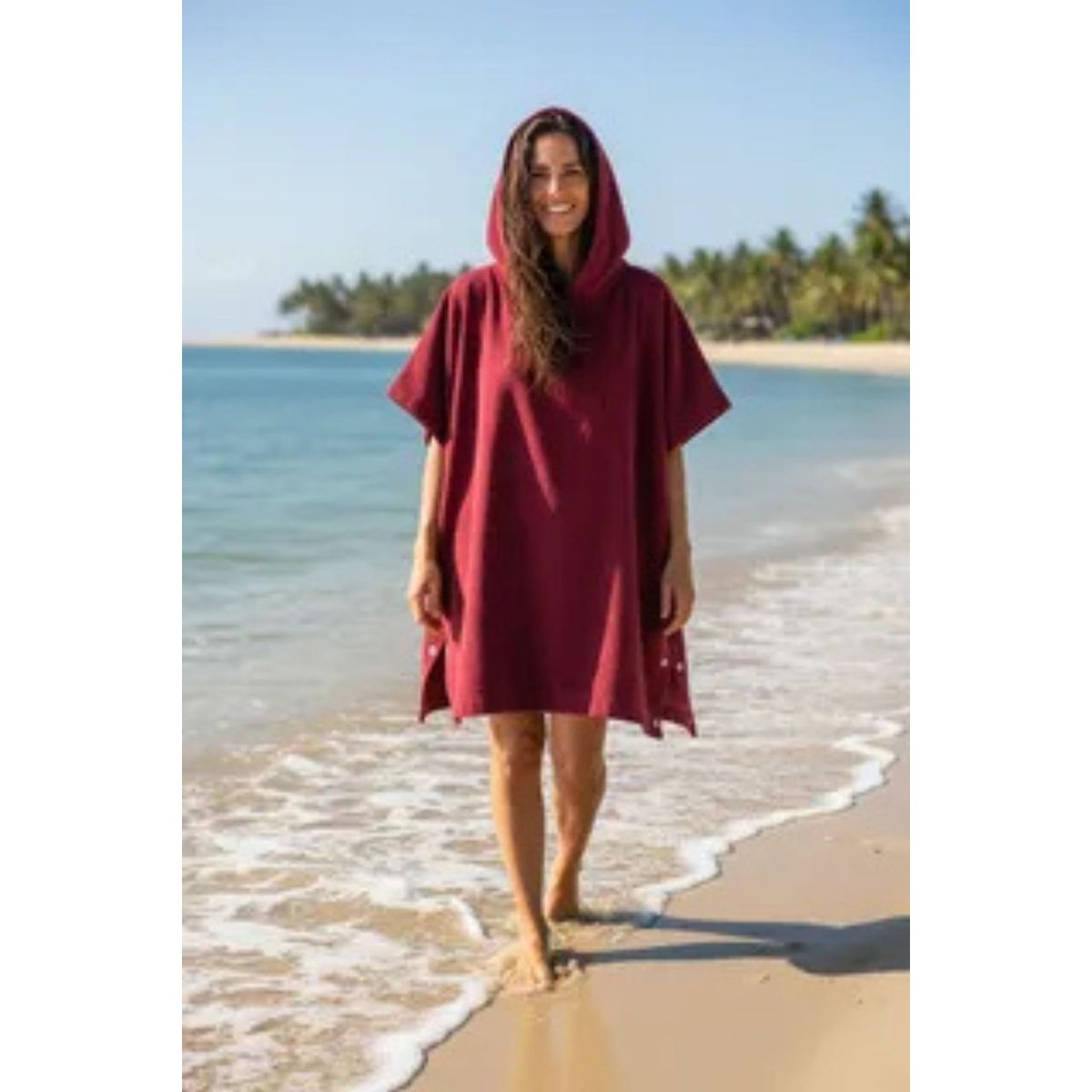 LOOK SHOP - Toalla Playa Y De Baño Piscina Adulto Capucha Diseños. Larga Burdeo 380