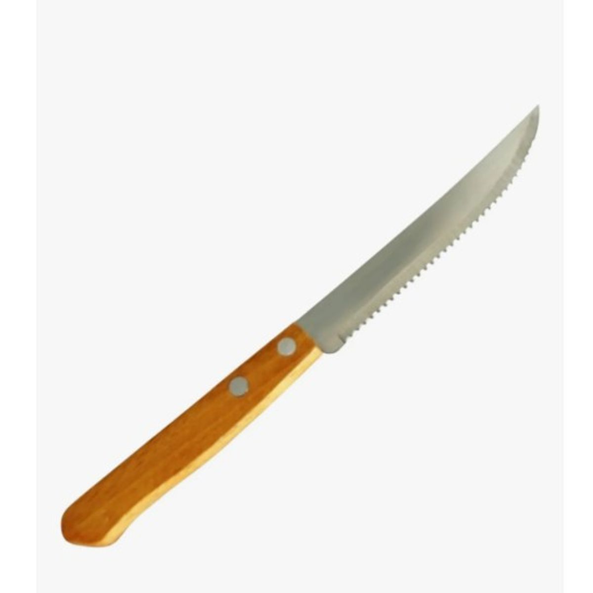 GENERICO - 12 Cuchillo Asado Serrucho Acero Inoxidable Mango Madera
