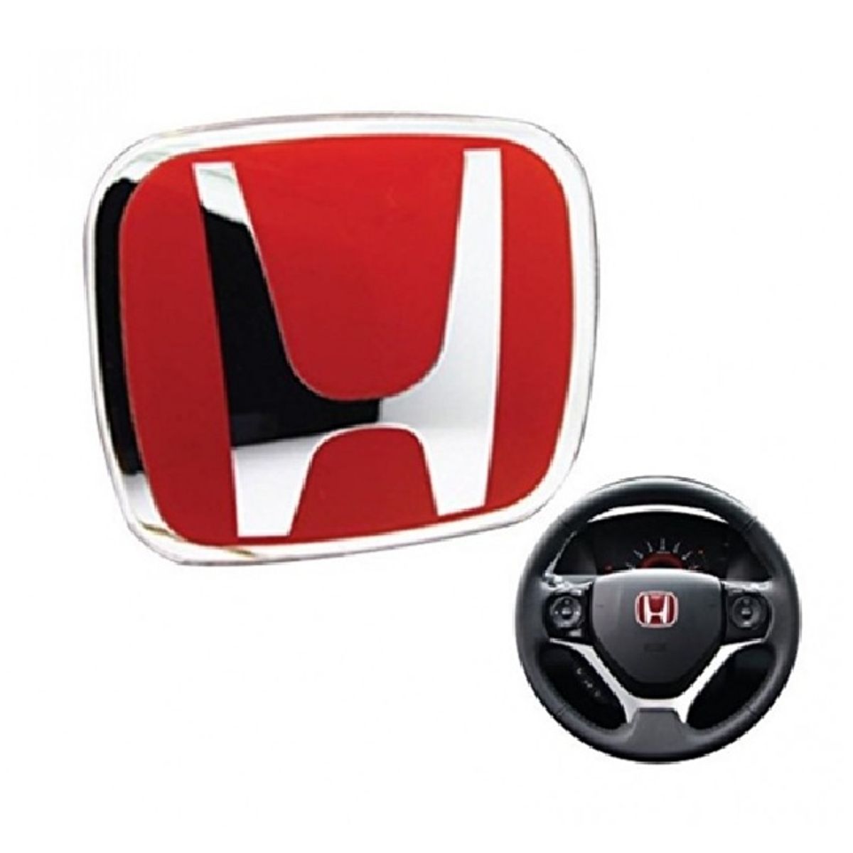 GENERICO - Insignia Emblema Compatible con Honda Volante 53x43mm Rojo