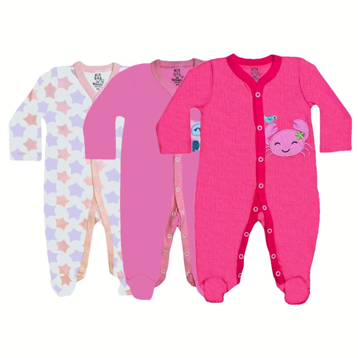 BEBEPELU - Pack 3 Osito Enterito Pijama Bebe 100% Surtido Niña Algodon Bebepelu