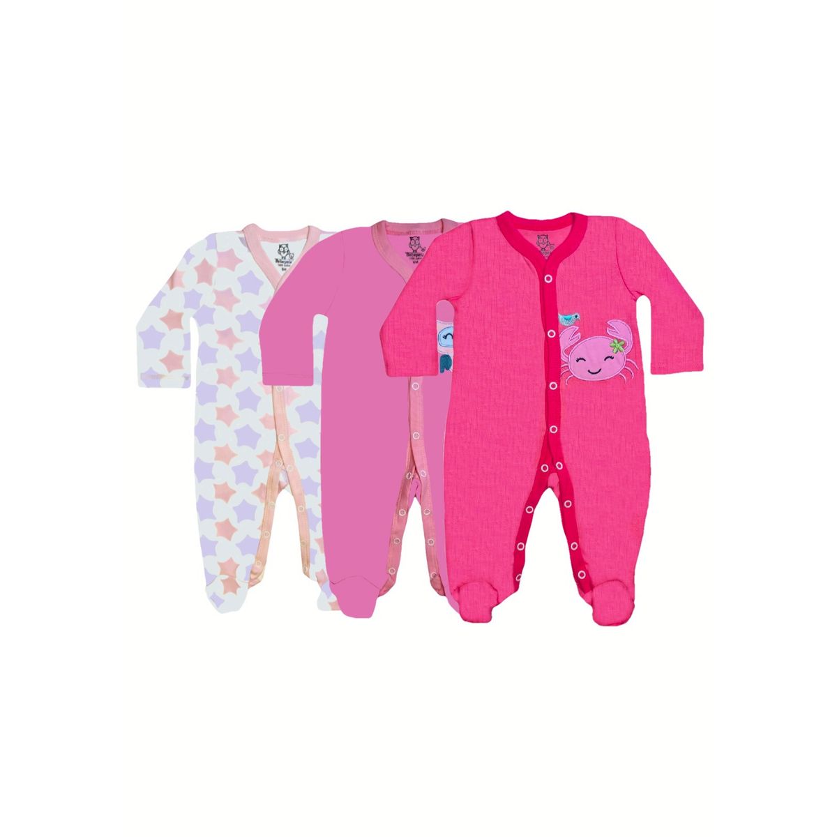 BEBEPELU - Pack 3 Osito Enterito Pijama Bebe 100% Surtido Niña Algodon Bebepelu