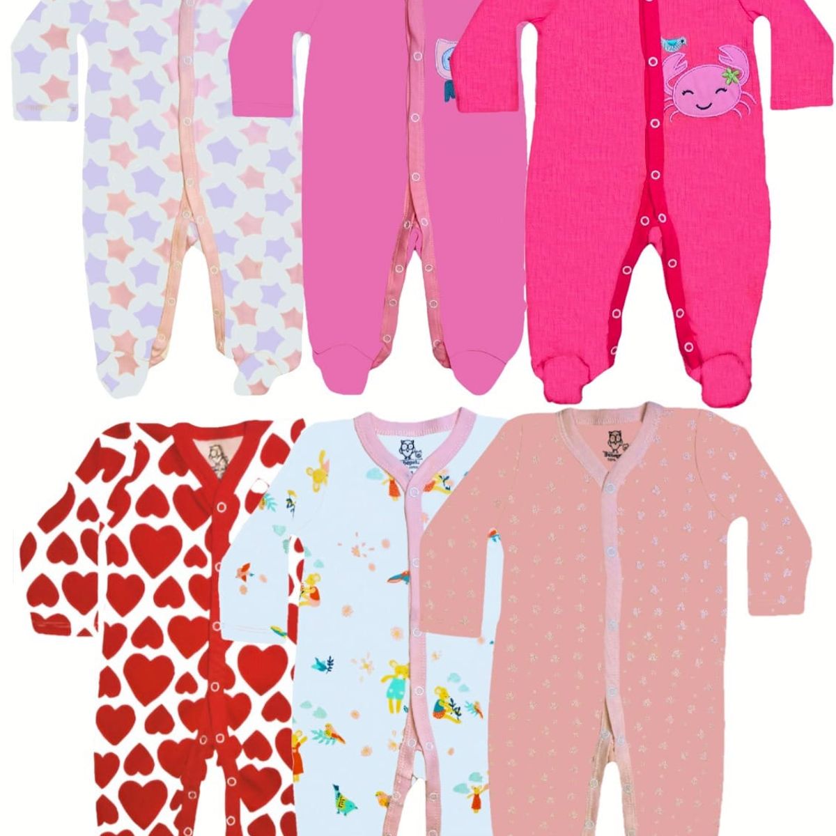 BEBEPELU - Pack 3 Osito Enterito Pijama Bebe 100% Surtido Niña Algodon Bebepelu