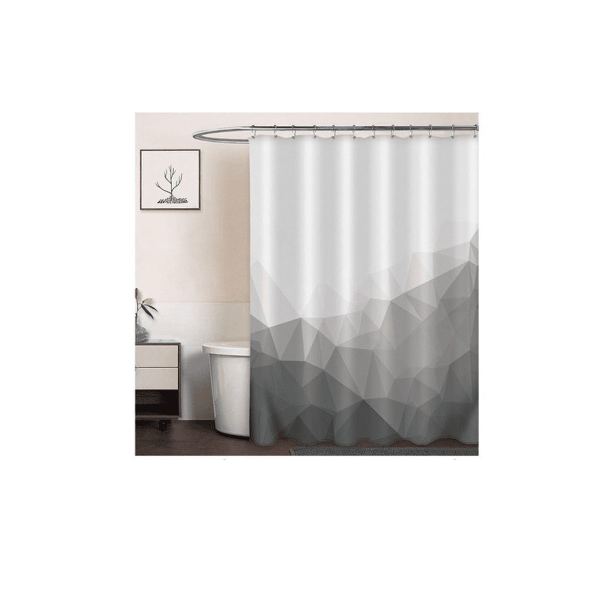 CARIBEE - Cortina Ducha Baño 180x180 Elegante Gris