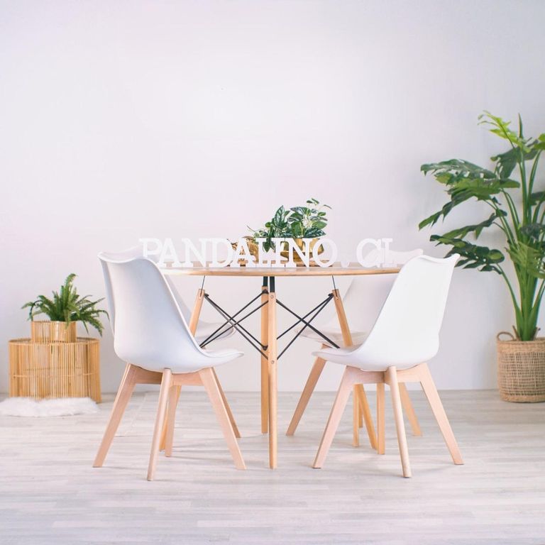 Comedor Mesa Redonda Shanna 100cm + 4 Sillas Tulip Blanco Blanco