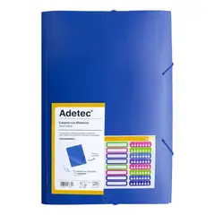 ADETEC - Carpeta Oficio Plástica Con Elástico 1 Unidad Azul