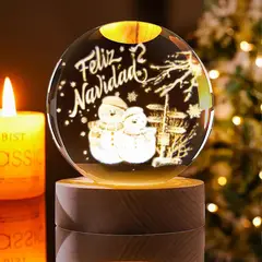 GENERICO - Esfera De Cristal Lámpara Noche Diseño Navidad 3d Bola 8cm YL99