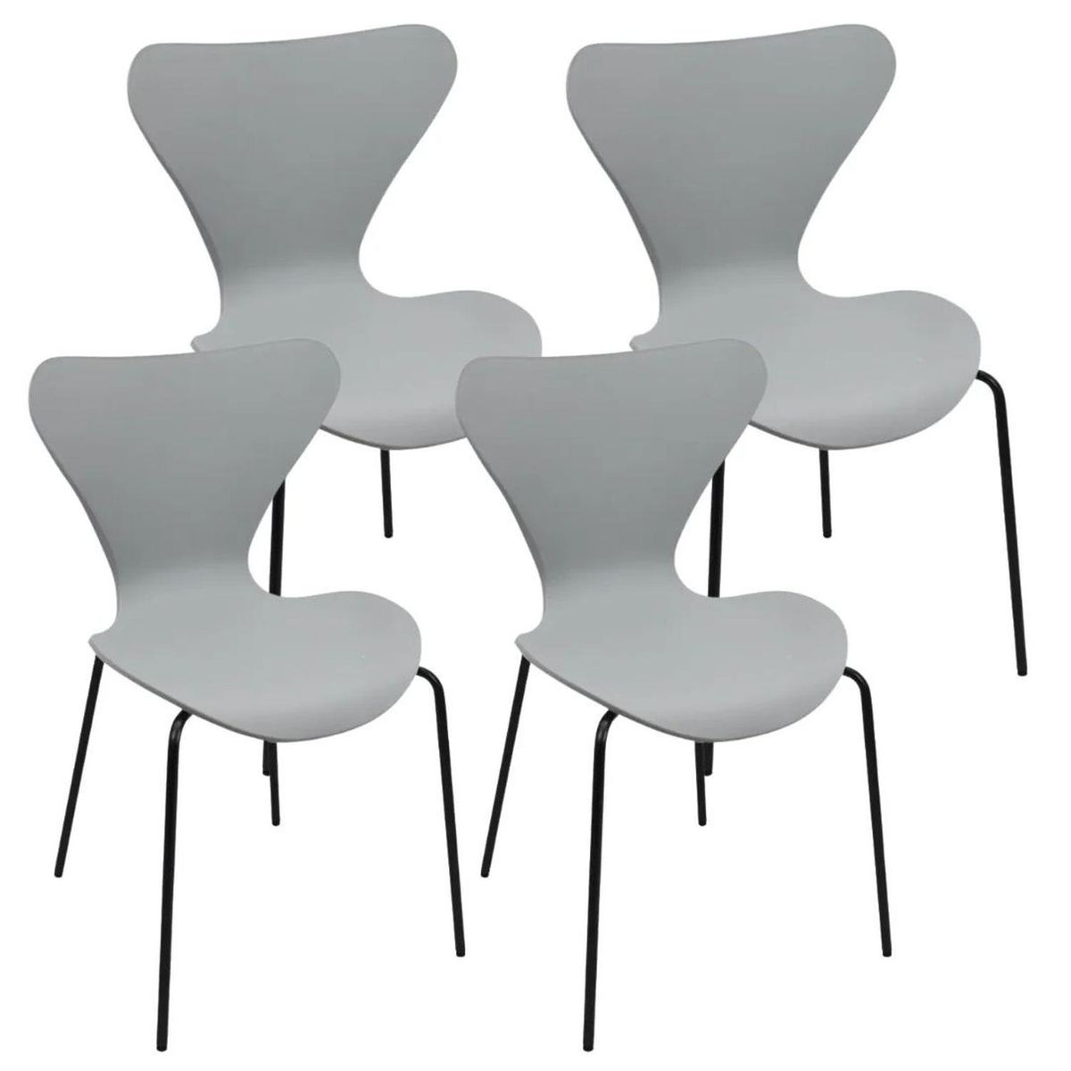 PANDALINO - Pack 4 Silla Fritz Gris - Moderno y Resistente