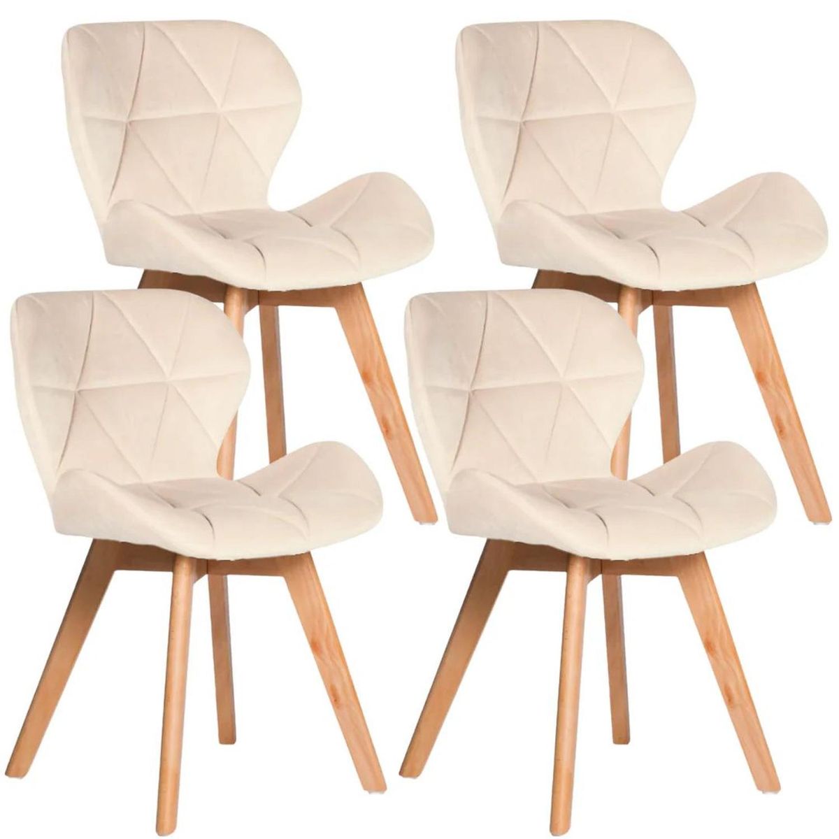 PANDALINO - Pack 4 Sillas Rubik Velvet Beige - Elegancia y Confort