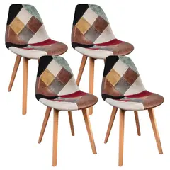 PANDALINO - Pack 4 Silla Patchwork Da Vinci - Ecocuero Claro