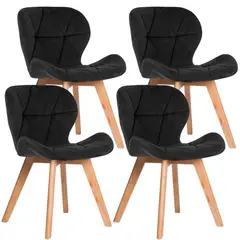 PANDALINO - Pack 4 Sillas Rubik Velvet Negro - Elegancia y Confort