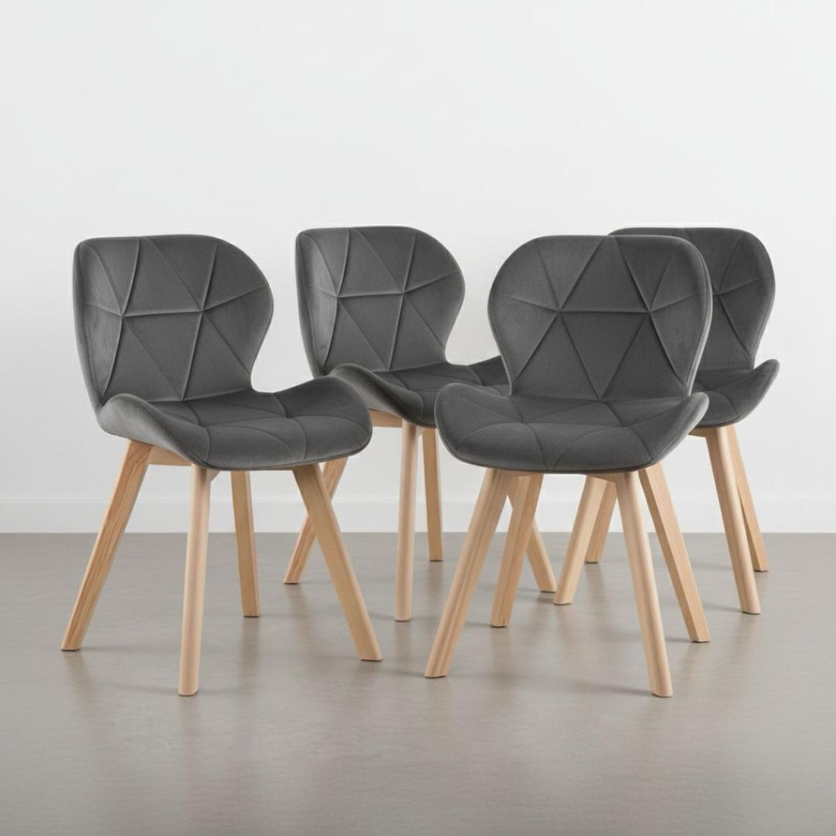 PANDALINO - Pack 4 Sillas Rubik Velvet Gris - Elegancia y Confort