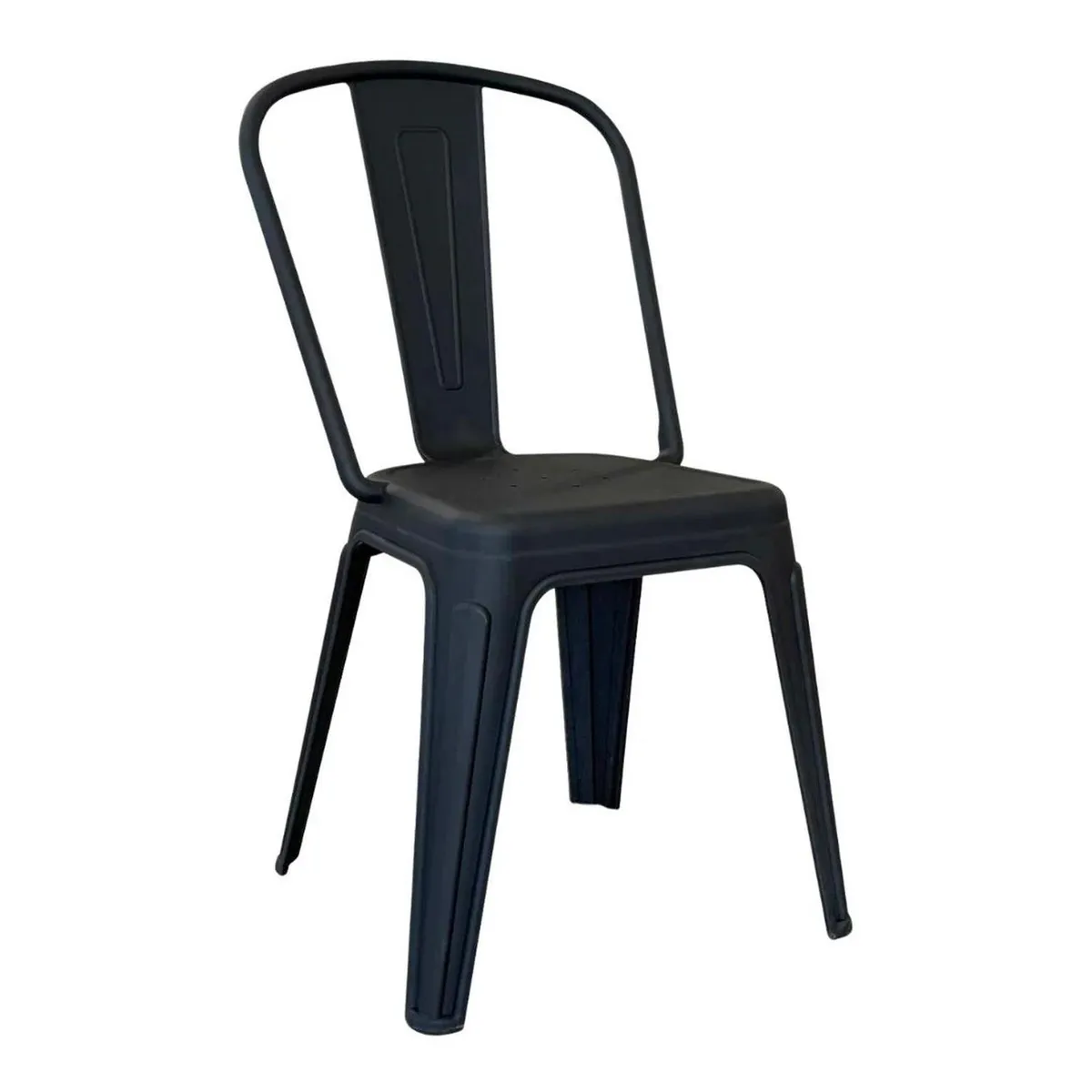 PANDALINO - Pack 4 Silla Tolix Negro - Plástico Reforzado para Exterior e Interior