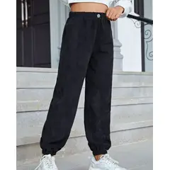 KIRAMA CLOTHING STORE - Jogger Negro Tipo Corderoy
