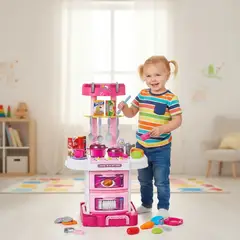 GENERICO - Set De Cocina Juego De Cocinilla Maleta 3 en 1 Juguete Cocina con Accesorios 43pcs Little Chef Niñas