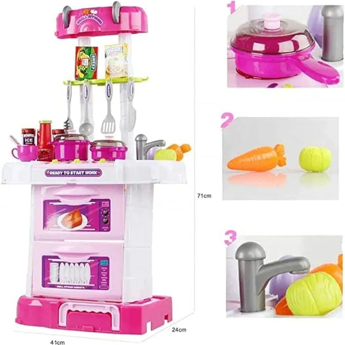 GENERICO - Set De Cocina Juego De Cocinilla Maleta 3 en 1 Juguete Cocina con Accesorios 43pcs Little Chef Niñas
