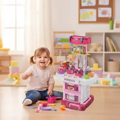GENERICO - Set De Cocina Juego De Cocinilla Maleta 3 en 1 Juguete Cocina con Accesorios 43pcs Little Chef Niñas