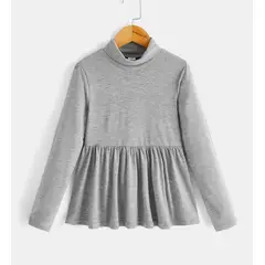 KIRAMA CLOTHING STORE - Top Infantil Peplum Estilo Casual Con Corte Campana