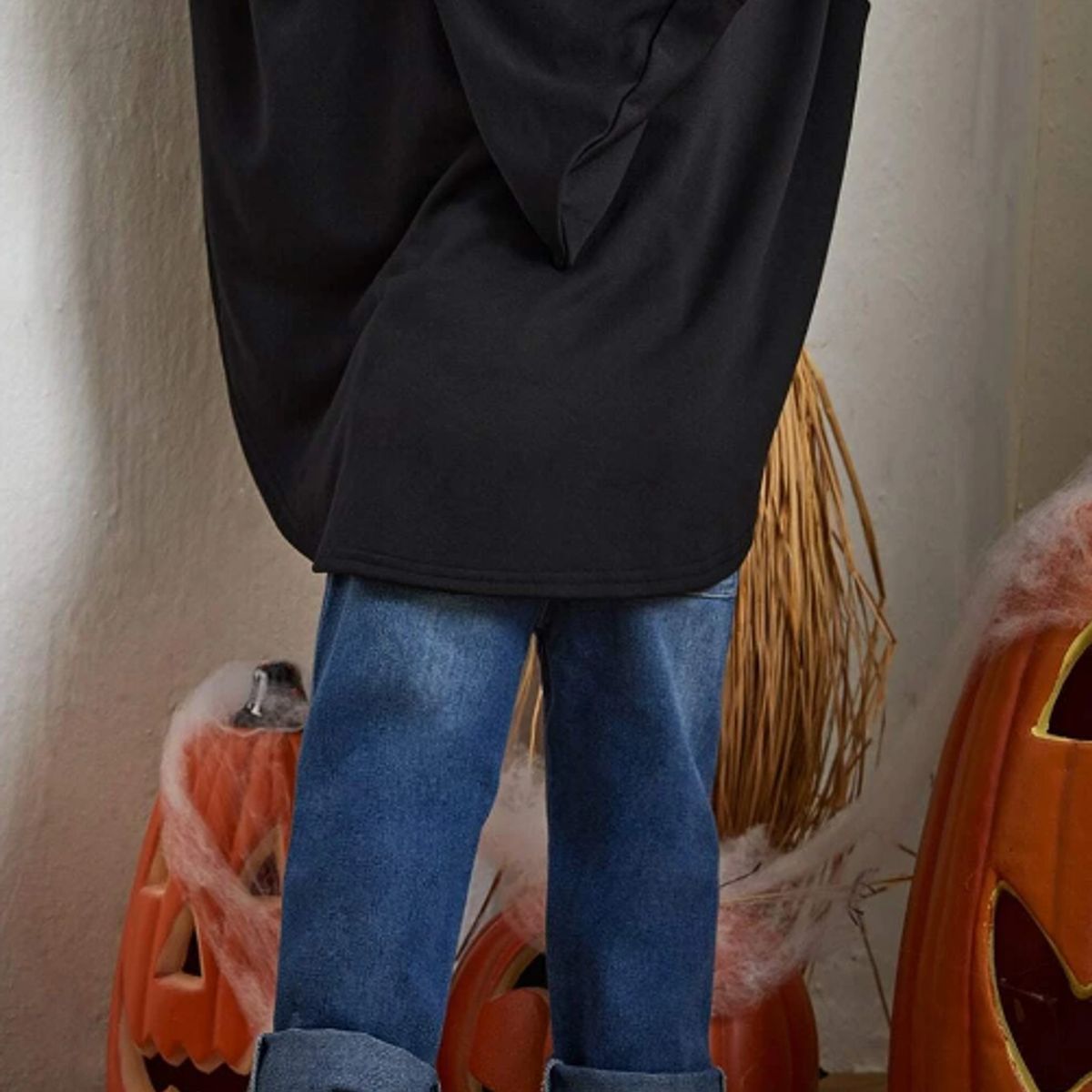 KIRAMA CLOTHING STORE - Poncho Infantil Halloween  Diseño de Calabaza con Capucha