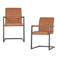 PANDALINO - Pack 2 Sillas Ivon - Elegancia y Confort en Eco Cuero Café