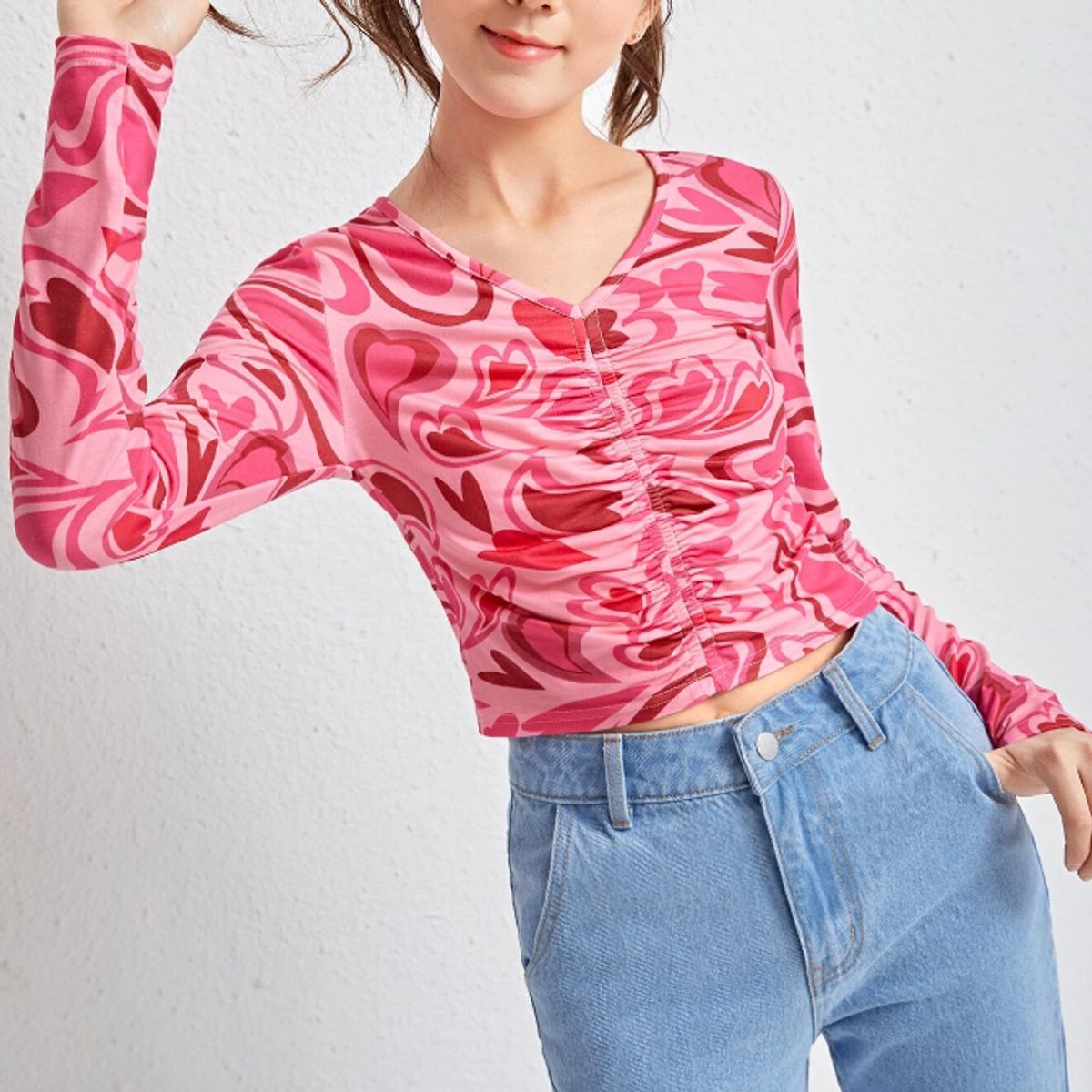 KIRAMA CLOTHING STORE - Top Casual Rosa con Frunces