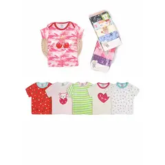 BEBEPELU - Pack 5 Poleras Manga Corta Bebe Algodón Surtido Niña