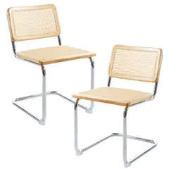 PANDALINO - Pack 2 Silla Voladiza color Natural - Ratan & Metal - Comedor/Living